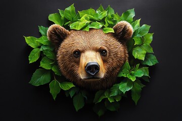 Poster - A detailed, realistic painting of a bear in its natural habitat, showing the intricate details of its fur and the environment around it