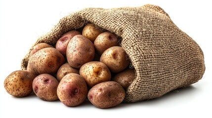 Wall Mural - Fresh Potatoes in a Burlap Sack