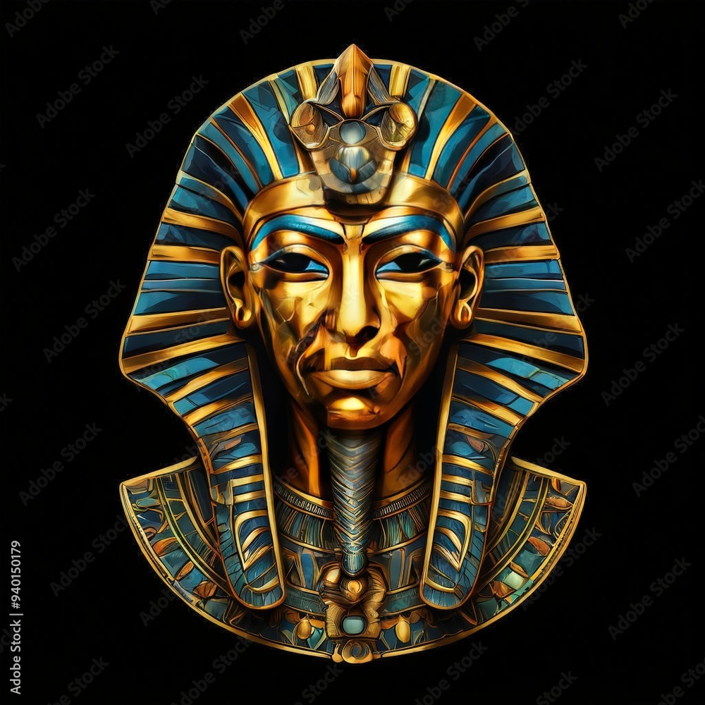 Vector Mask Generator the AI Image Generator, gold and blue mask Stock Illustration | Adobe Stock