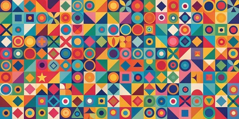 Poster - Abstract pattern of colors and shapes creating a sense of harmony , abstract, colors, shapes, patterns, vibrant