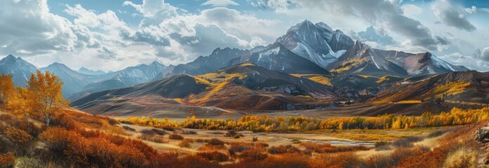 Poster - Majestic Mountain Range in Autumn