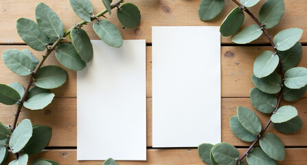 Canvas Print - blank note paper on wood