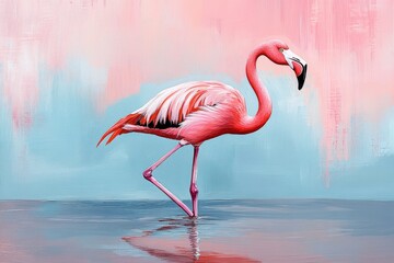 Flamingo walking in the water , ai