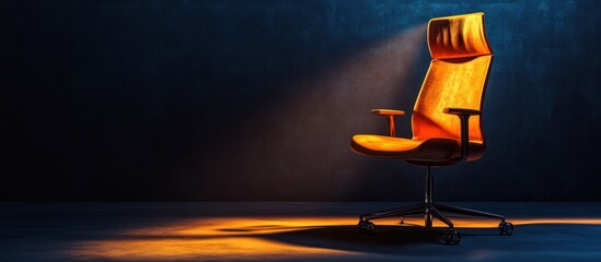 Poster - A lone office chair sits in the spotlight, waiting for its occupant.