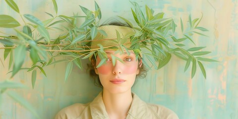 Wall Mural - portrait of a person with green wall