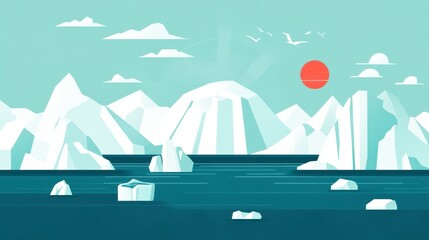 Illustration of Climate Change Effects and Mitigation Strategies in Flat Design