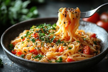 Canvas Print - Appetizing Tomato and Noodle Dish