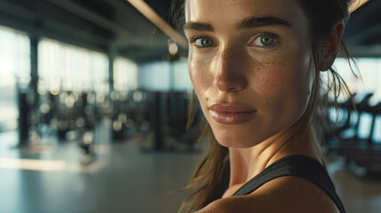 Wall Mural - A dynamic close-up shot of a woman mid-stretch, focusing on the curvature of her body, the tension in her muscles