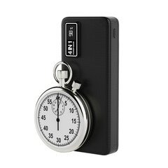 Poster - Mobile Devices Charging Power Bank with Stopwatch. 3d Rendering