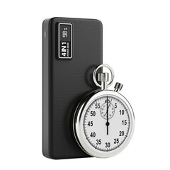 Poster - Mobile Devices Charging Power Bank with Stopwatch. 3d Rendering