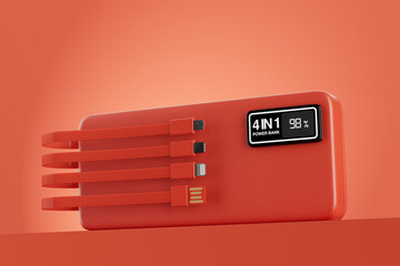 Aufkleber - Orange Mobile Devices Charging Power Bank. 3d Rendering
