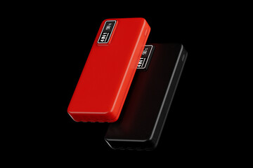 Aufkleber - Red and Black Mobile Devices Charging Power Banks. 3d Rendering
