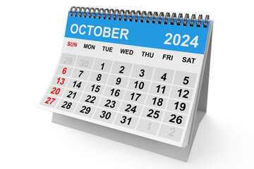 Poster - 2024 Year October Calendar. 3d Rendering