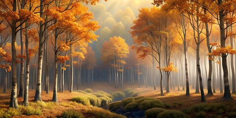 Wall Mural - sunrise in the forest