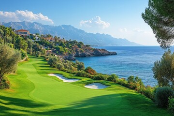 Canvas Print - Golf Course with Ocean View