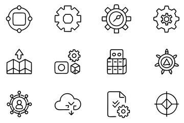 Wall Mural - Set of Devops icons in line style vector art illustration