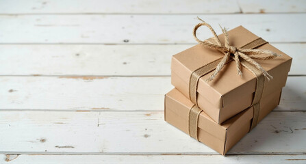 Wall Mural - gift box on wooden background