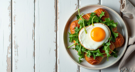 Sticker - fried egg with salad