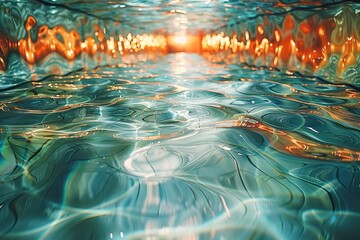 Poster - a water with light shining on it.