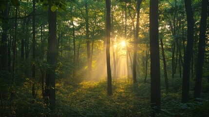 Wall Mural - Sunbeams in the Forest