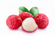 © platobanpo - Red Lychee fruit isolated on white background, Fresh Red Lychee or Litchi Chinensis fruit on White Background With clipping path.