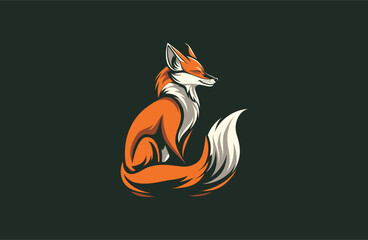 Fox logo vector icon illustration vintage style