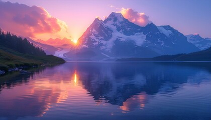 Poster - a mountain range in the distance. 