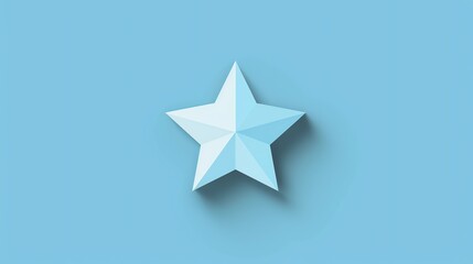 Wall Mural - A light blue star with a shadow on a light blue background.