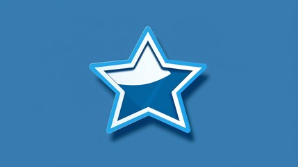 A blue star with a white outline and a shadow on a blue background.