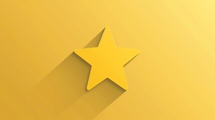 Wall Mural - A yellow star with a long shadow on a yellow background.