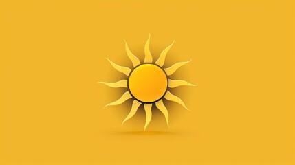 Wall Mural - A stylized sun with yellow rays on a yellow background.