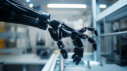 Poster - robotic arm with a grasping hand, showcasing the intricate mechanical structure and advanced technol