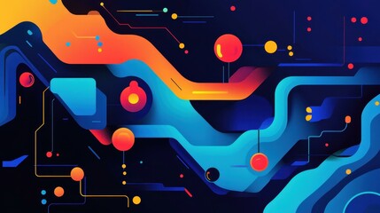 Explore sleek digital graphics that showcase the essence of tech and creativity through modern, vibrant flat design.