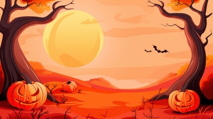 Poster - Eerie pumpkins sit in a foggy scene, bringing a whimsical touch to your Halloweenthemed designs and projects.