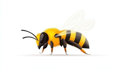 Poster - Vibrant closeup illustration of a honey bee, showcasing bold textures and colors in a playful, cartoonish style.