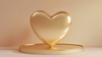 Poster - 3D rendering of a heart shaped light gold display stand