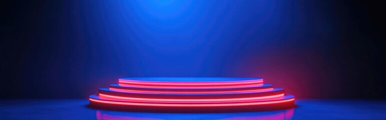 Poster - 3D render of a stage podium against a blue background
