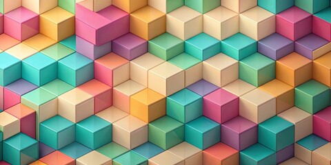 Wall Mural - Abstract geometric background with isometric blocks, polygon shape pattern, geometric, abstract, background, isometric, blocks