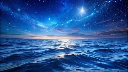 Wall Mural - Night sky stars ocean seascape with gentle rippling waves landscape , night sky, stars, ocean, seascape, gentle