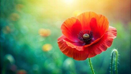 Vibrant red poppy flower with delicate petals, poppy, flower, red, vibrant, delicate, petals, nature, garden, bloom, beautiful, wild