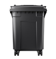 black street trash bin isolated on transparent background