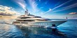 © Ole Studio - Luxurious mega motor yacht sailing in the deep blue ocean, yacht, luxury, super, mega, motor, ocean, blue, water, luxury