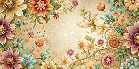 Wall Mural - Abstract floral background with intricate ornament design, floral, abstract, background, ornament, decorative, art