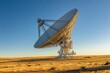 © Resni AI - Large radio telescope on a field with blue sky.