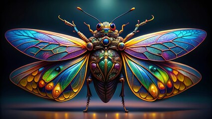 Wall Mural - of a colorful bug with intricate details on its wings, insect, bug,colorful, detailed, wings, nature, wildlife, creepy crawly