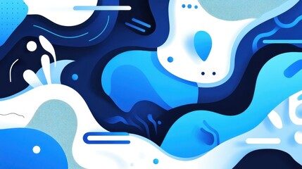 Poster - Vibrant blue abstract background featuring simple geometric shapes, perfect for modern design needs.