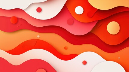 Wall Mural - A vibrant red gradient curve flows smoothly, creating a dynamic geometric abstract background with playful textures.