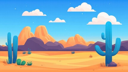 Wall Mural - Dive into a stunning fantasy desert landscape, featuring vibrant colors and unique textures in a captivating cartoon style.