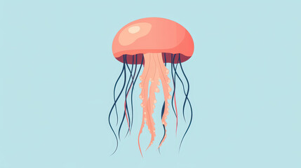 Poster - A minimalist design showcases floating jellyfish in a clean, elegant vector style with charming textures.