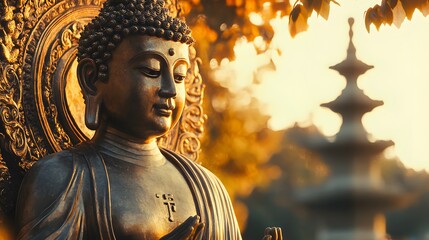 Buddha Statue in Golden Light.